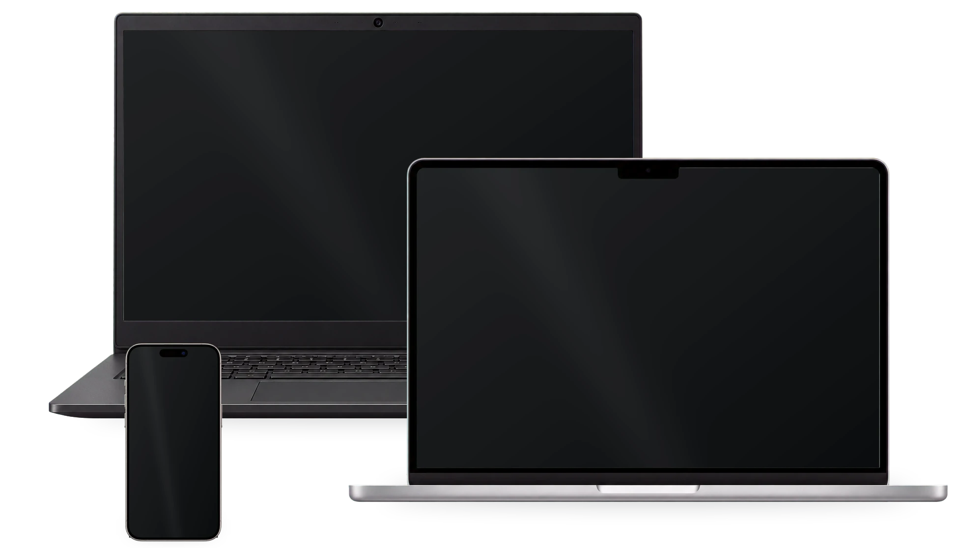 WindowsとMacのノートパソコンと、iPhone